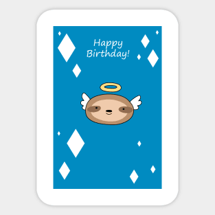 Happy Birthday - Angel Sloth Face Sticker